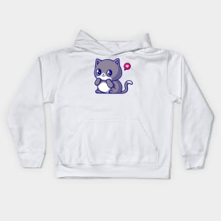 Cute Shy Cat Cartoon Kids Hoodie